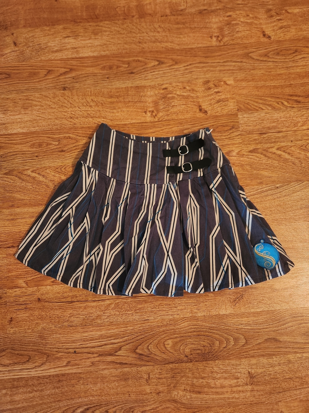 Wicked, Shiz University Striped Pleated Mini Skirt with Buckle Detail - Size XS